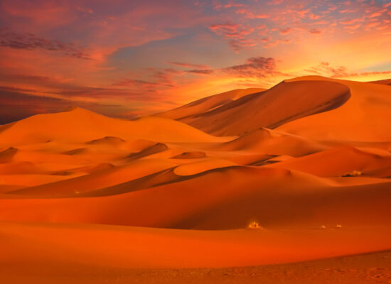 Stunning sand dunes of Sahara desert in Merzouga, Morocco